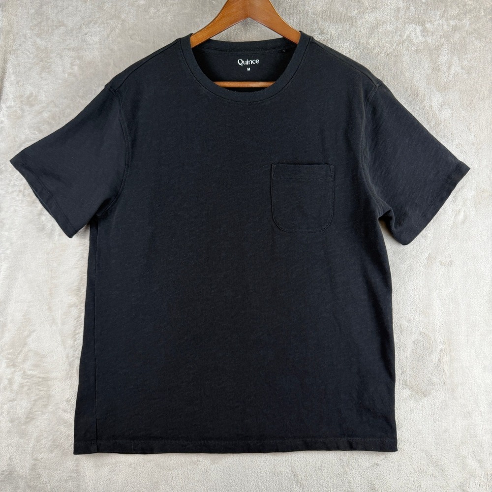Quince Womens Black 100% Organic Cotton pocket Tee Short Sleeve Shirt Size M